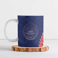 American Samoa Eagle Ceramic Mug Polynesian Tribal Pattern Curve Style LT05 Blue - Polynesian Pride