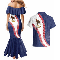 American Samoa Eagle Couples Matching Mermaid Dress and Hawaiian Shirt Polynesian Tribal Pattern Curve Style LT05 - Polynesian Pride