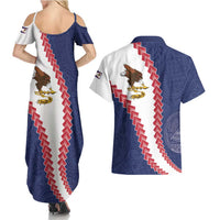 American Samoa Eagle Couples Matching Summer Maxi Dress and Hawaiian Shirt Polynesian Tribal Pattern Curve Style LT05 - Polynesian Pride