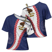 American Samoa Eagle Cross Shoulder Shirt Polynesian Tribal Pattern Curve Style LT05 - Polynesian Pride