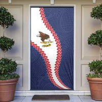 American Samoa Eagle Door Cover Polynesian Tribal Pattern Curve Style LT05 Blue - Polynesian Pride