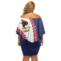 American Samoa Eagle Family Matching Off Shoulder Short Dress and Hawaiian Shirt Polynesian Tribal Pattern Curve Style LT05 - Polynesian Pride