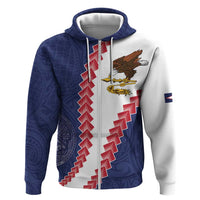 American Samoa Eagle Hoodie Polynesian Tribal Pattern Curve Style LT05 Zip Hoodie Blue - Polynesian Pride