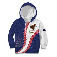 American Samoa Eagle Kid Hoodie Polynesian Tribal Pattern Curve Style LT05 Hoodie Blue - Polynesian Pride
