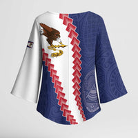 American Samoa Eagle Kimono Sleeve Blouse Polynesian Tribal Pattern Curve Style LT05 - Polynesian Pride