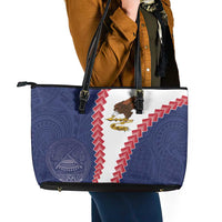 American Samoa Eagle Leather Tote Bag Polynesian Tribal Pattern Curve Style LT05 - Polynesian Pride