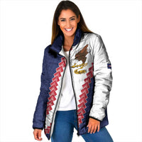 American Samoa Eagle Padded Jacket Polynesian Tribal Pattern Curve Style LT05 Women Blue - Polynesian Pride