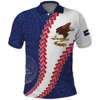 American Samoa Eagle Polo Shirt Polynesian Tribal Pattern Curve Style LT05 Blue - Polynesian Pride