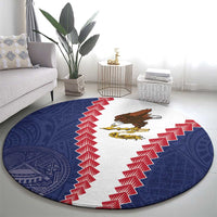 American Samoa Eagle Round Carpet Polynesian Tribal Pattern Curve Style LT05 - Polynesian Pride