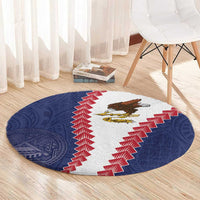 American Samoa Eagle Round Carpet Polynesian Tribal Pattern Curve Style LT05 - Polynesian Pride