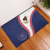 American Samoa Eagle Rubber Doormat Polynesian Tribal Pattern Curve Style LT05 - Polynesian Pride