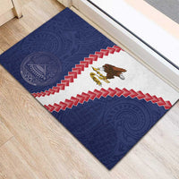 American Samoa Eagle Rubber Doormat Polynesian Tribal Pattern Curve Style LT05 - Polynesian Pride