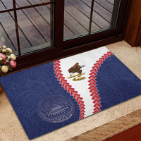 American Samoa Eagle Rubber Doormat Polynesian Tribal Pattern Curve Style LT05 - Polynesian Pride