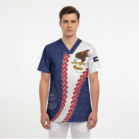 American Samoa Eagle Scrub Top Polynesian Tribal Pattern Curve Style LT05 - Polynesian Pride