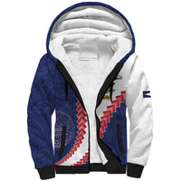 American Samoa Eagle Sherpa Hoodie Polynesian Tribal Pattern Curve Style LT05 Unisex Blue - Polynesian Pride