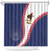 American Samoa Eagle Shower Curtain Polynesian Tribal Pattern Curve Style LT05 Blue - Polynesian Pride