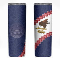 American Samoa Eagle Skinny Tumbler Polynesian Tribal Pattern Curve Style LT05 Blue - Polynesian Pride