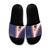 American Samoa Eagle Slide Sandals Polynesian Tribal Pattern Curve Style LT05 Blue - Polynesian Pride