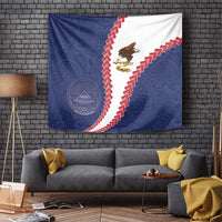 American Samoa Eagle Tapestry Polynesian Tribal Pattern Curve Style LT05 Blue - Polynesian Pride