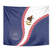 American Samoa Eagle Tapestry Polynesian Tribal Pattern Curve Style LT05 - Polynesian Pride