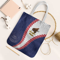 American Samoa Eagle Tote Bag Polynesian Tribal Pattern Curve Style LT05 White Strap One Size Blue - Polynesian Pride