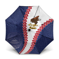American Samoa Eagle Umbrella Polynesian Tribal Pattern Curve Style LT05 One Size Folded 11.42 inch Opened Diameter 37.4 inch Blue - Polynesian Pride