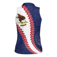 American Samoa Eagle Women Sleeveless Polo Shirt Polynesian Tribal Pattern Curve Style LT05 - Polynesian Pride