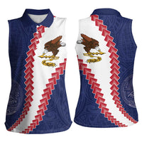 American Samoa Eagle Women Sleeveless Polo Shirt Polynesian Tribal Pattern Curve Style LT05 - Polynesian Pride