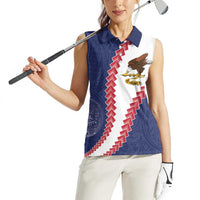 American Samoa Eagle Women Sleeveless Polo Shirt Polynesian Tribal Pattern Curve Style LT05 - Polynesian Pride