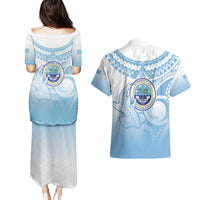 Micronesia Constitution Day Couples Matching Puletasi and Hawaiian Shirt Polynesian Tribal Tattoo Simple Style LT05 - Polynesian Pride