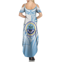 Micronesia Constitution Day Summer Maxi Dress Polynesian Tribal Tattoo Simple Style LT05 - Polynesian Pride