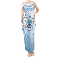 Micronesia Constitution Day Tank Maxi Dress Polynesian Tribal Tattoo Simple Style LT05 Women Blue - Polynesian Pride