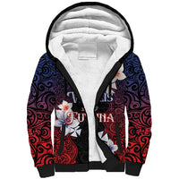 Wallis and Futuna Uvea Sherpa Hoodie Victory Day With Frangipani LT05 Unisex Black - Polynesian Pride