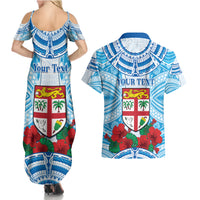 Personalised Fiji Ratu Sir Lala Sukuna Day Couples Matching Summer Maxi Dress and Hawaiian Shirt Hibiscus Tapa Pattern