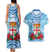 Personalised Fiji Ratu Sir Lala Sukuna Day Couples Matching Tank Maxi Dress and Hawaiian Shirt Hibiscus Tapa Pattern