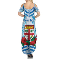 Personalised Fiji Ratu Sir Lala Sukuna Day Summer Maxi Dress Hibiscus Tapa Pattern LT05 - Polynesian Pride