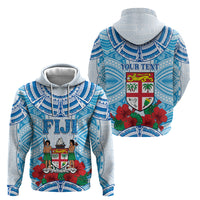 Personalised Fiji Ratu Sir Lala Sukuna Day Zip Hoodie Hibiscus Tapa Pattern