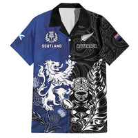 New Zealand And Scotland Rugby Custom Family Matching Long Sleeve Bodycon Dress and Hawaiian Shirt Maori Tiki With Thistle Together