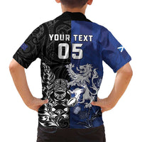 New Zealand And Scotland Rugby Custom Family Matching Off Shoulder Maxi Dress and Hawaiian Shirt Maori Tiki With Thistle Together