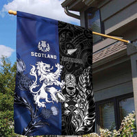 New Zealand And Scotland Rugby Garden Flag Maori Tiki With Thistle Together