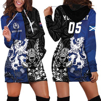 New Zealand And Scotland Rugby Custom Hoodie Dress Maori Tiki With Thistle Together