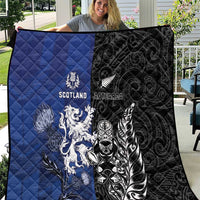 New Zealand And Scotland Rugby Quilt Maori Tiki With Thistle Together