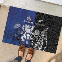 New Zealand And Scotland Rugby Rubber Doormat Maori Tiki With Thistle Together