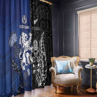 New Zealand And Scotland Rugby Window Curtain Maori Tiki With Thistle Together