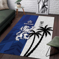 Fiji And Scotland Rugby Area Rug Fijian Palm Tree With Thistle Together