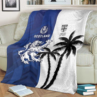 Fiji And Scotland Rugby Blanket Fijian Palm Tree With Thistle Together