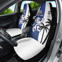 Fiji And Scotland Rugby Car Seat Cover Fijian Palm Tree With Thistle Together