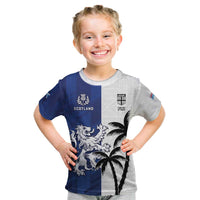 Fiji And Scotland Rugby Custom Kid T Shirt Fijian Palm Tree With Thistle Together