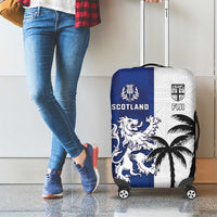 Fiji And Scotland Rugby Luggage Cover Fijian Palm Tree With Thistle Together