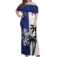 Fiji And Scotland Rugby Custom Off Shoulder Maxi Dress Fijian Palm Tree With Thistle Together